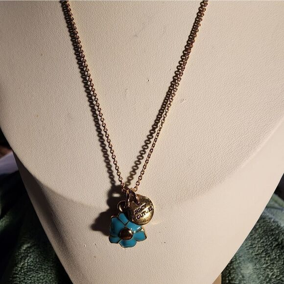 Juicy Couture necklace, blue flower with gemstones 18"+4" - Picture 4 of 5